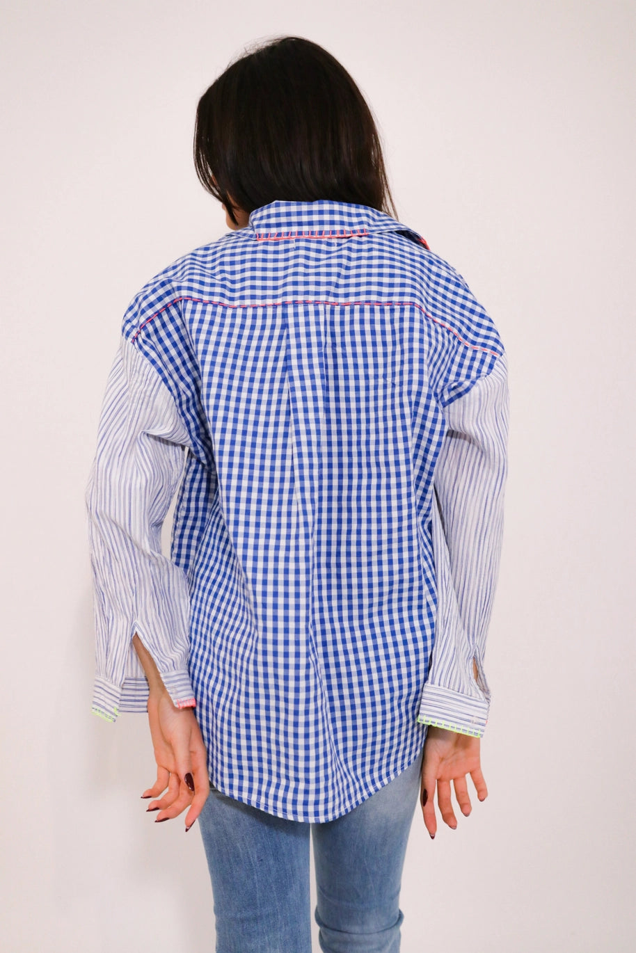 BLUE VICHY FOLK SHIRT
