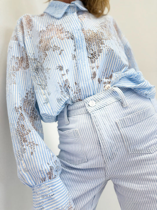 ELOISE | Jeans wide leg com riscas