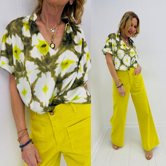 ALICANTE | Calças wide leg com bolsos de chapa