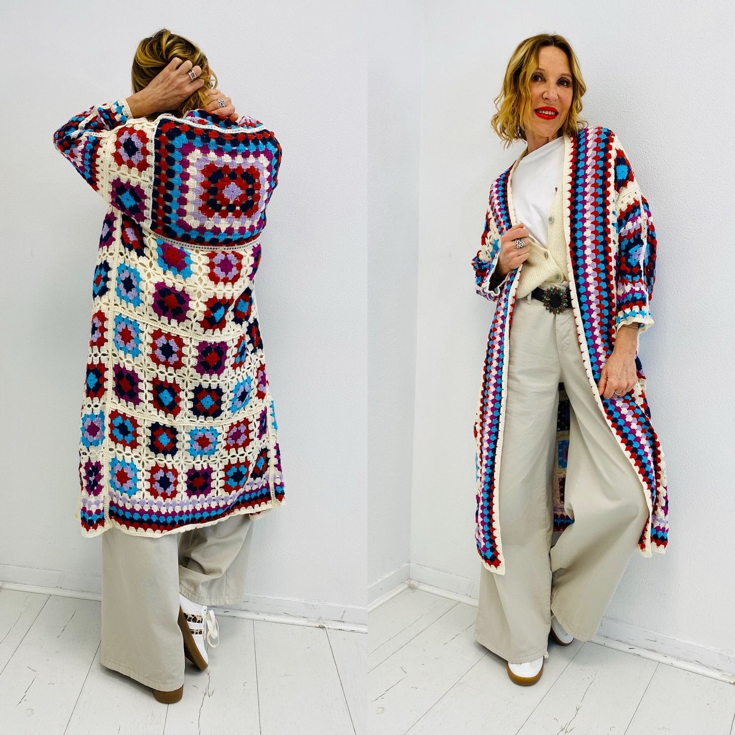 BALI | Kimono maxi em croché colorido