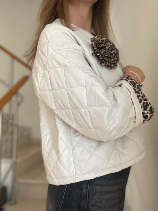 ANGIE | Padded jacket with animal print lining
