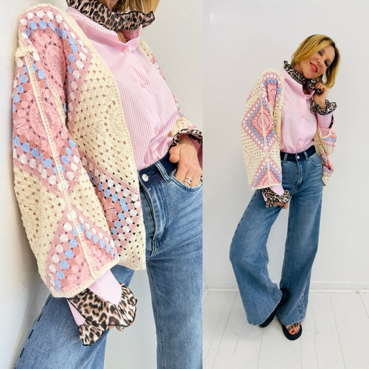 BOHO DREAMS | Casaco em malha crochet colorido