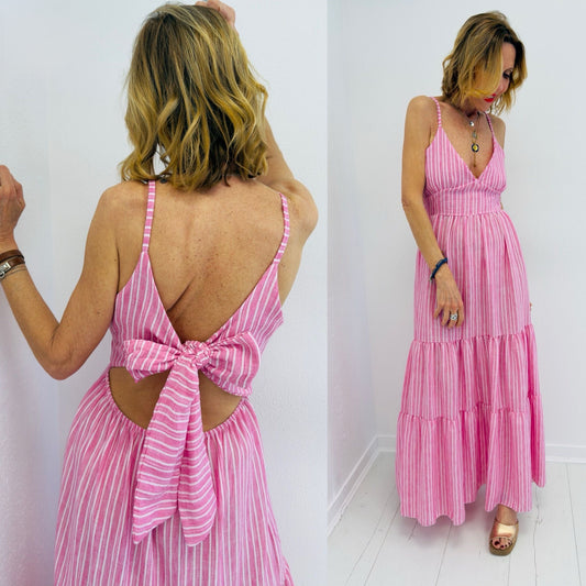 SANTORINI | Vestido de riscas com laçada nas costas