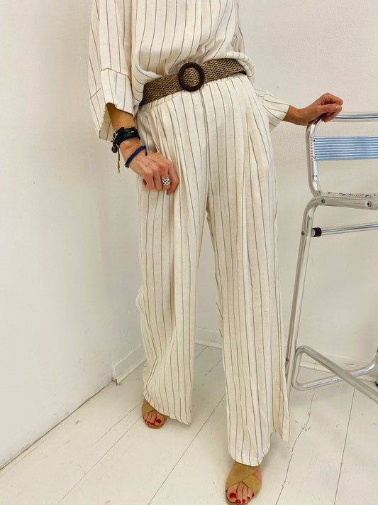 RUTH | Calças de linho com riscas