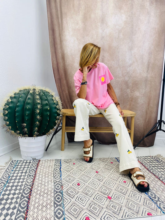 LIMONCELLO | Jeans com limões bordados