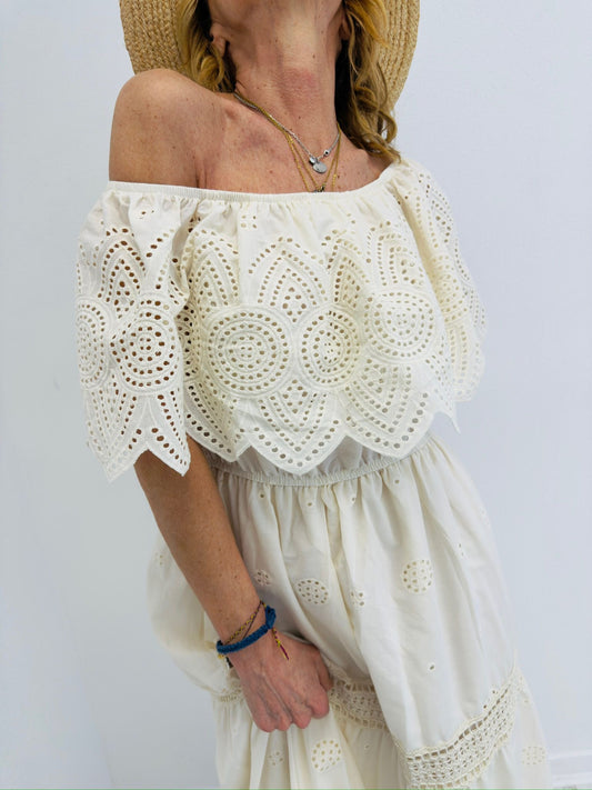 ROMANCE | Vestido Maxi em bordado inglês