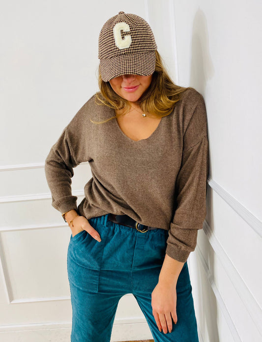 OLIVIA | Malha decote bico com risca lurex nas costas