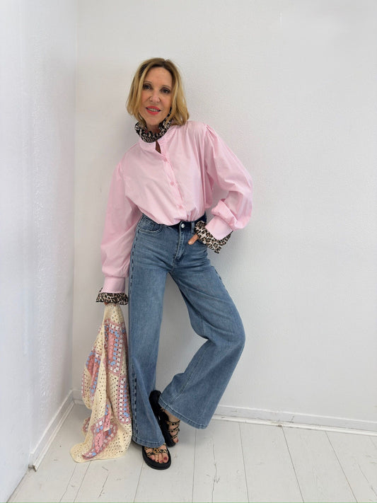 CAMILE | Camisa de riscas com leopardo