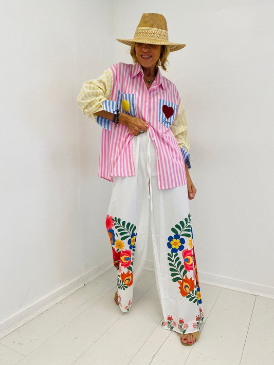 GARDÉNIA | Calças fluidas com estampado floral colorido