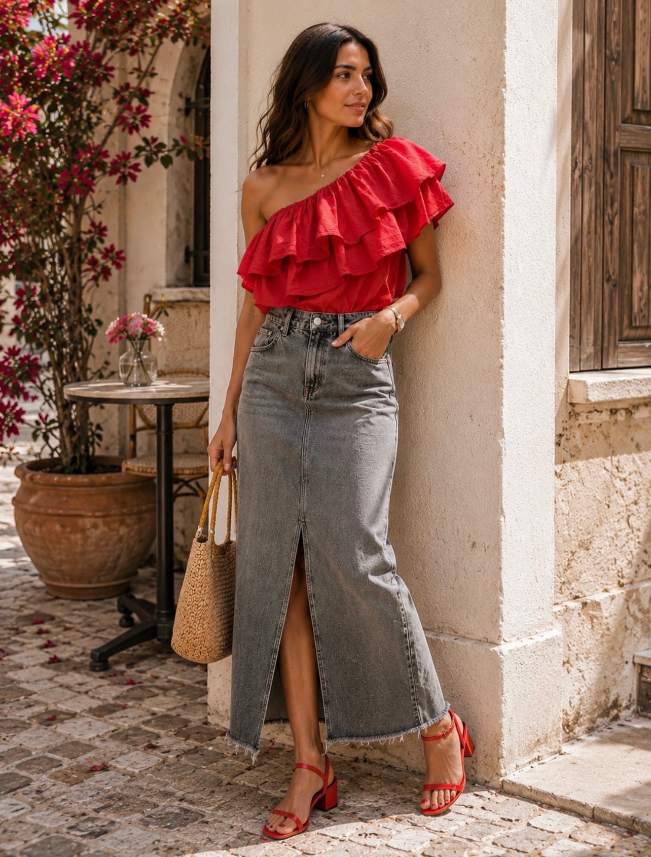 BONNIE | Midi denim skirt