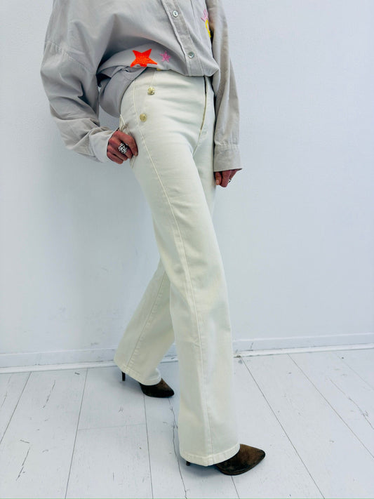 LUNA | Jeans wide leg com botões dourados