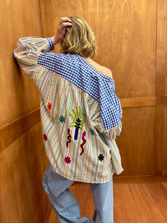 CHILL VIBES | Camisa vichy com bordados