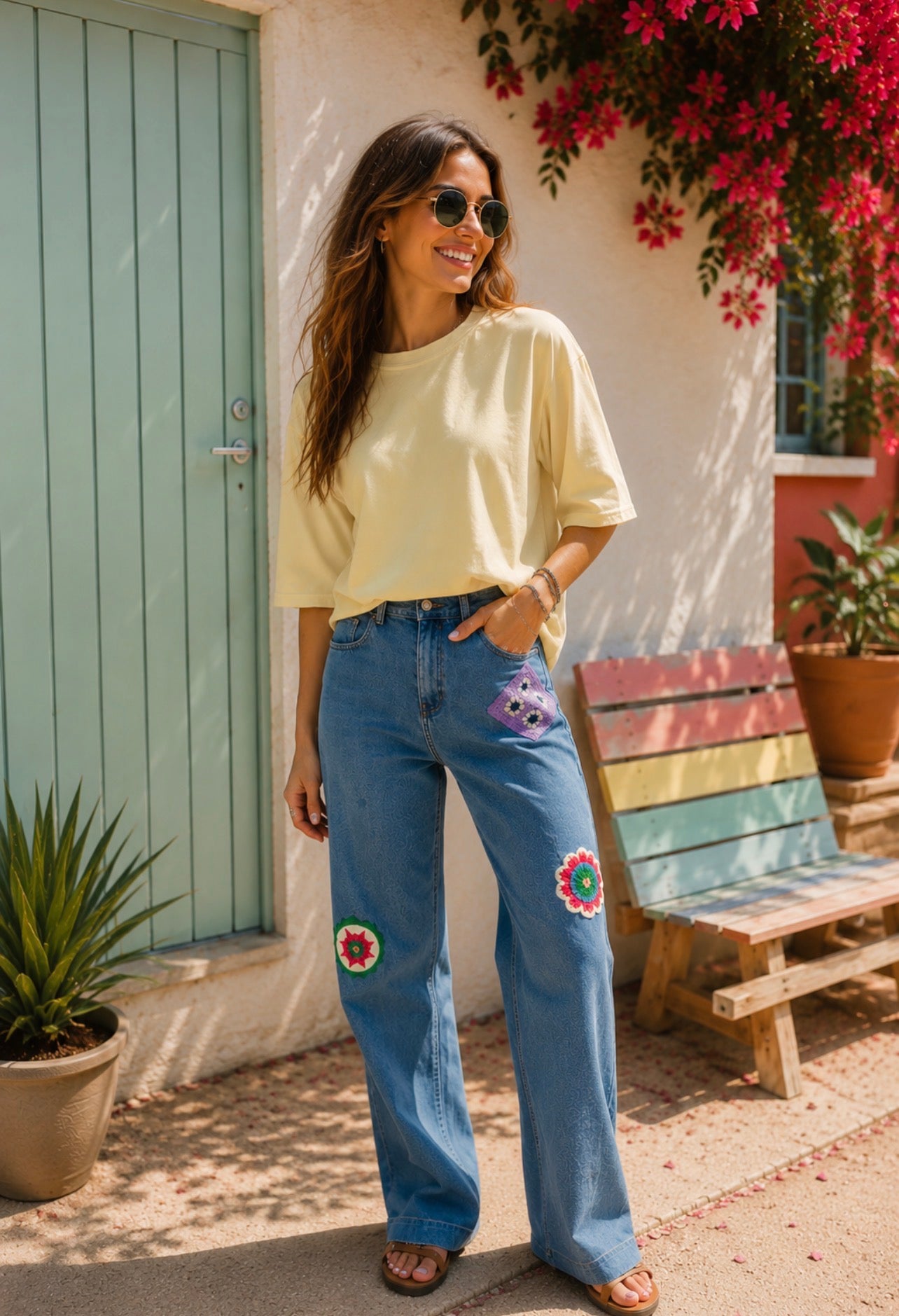 RAINBOW VIBES | T-shirt com arco-íris em croché