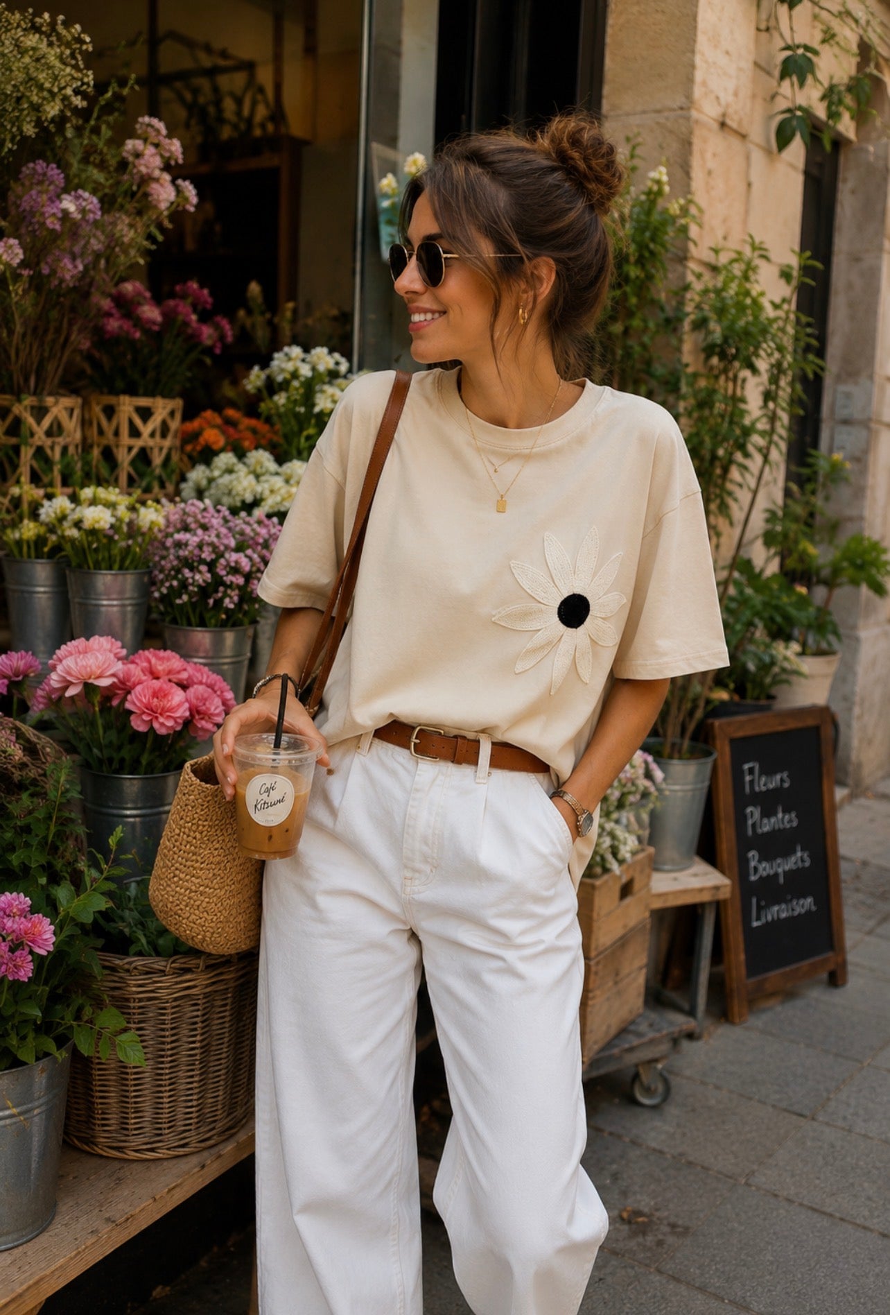 LÓTUS | T-shirt com flor aplicada