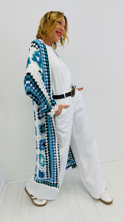 BALI | Kimono maxi em croché colorido