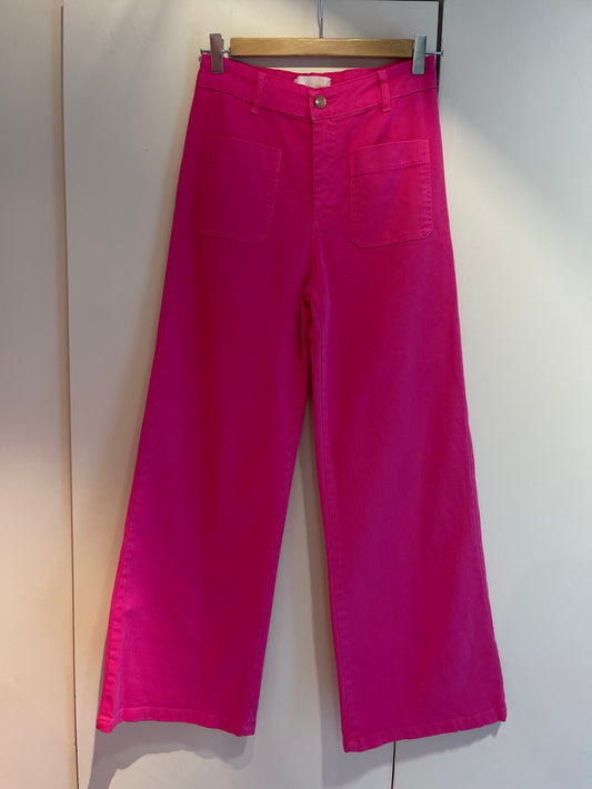 ALICANTE | Calças wide leg com bolsos de chapa