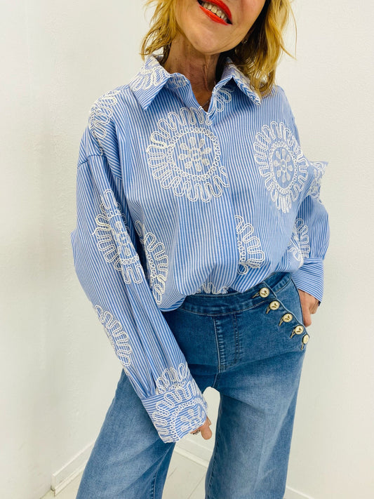 SOLARIS | Camisa de riscas com bordados