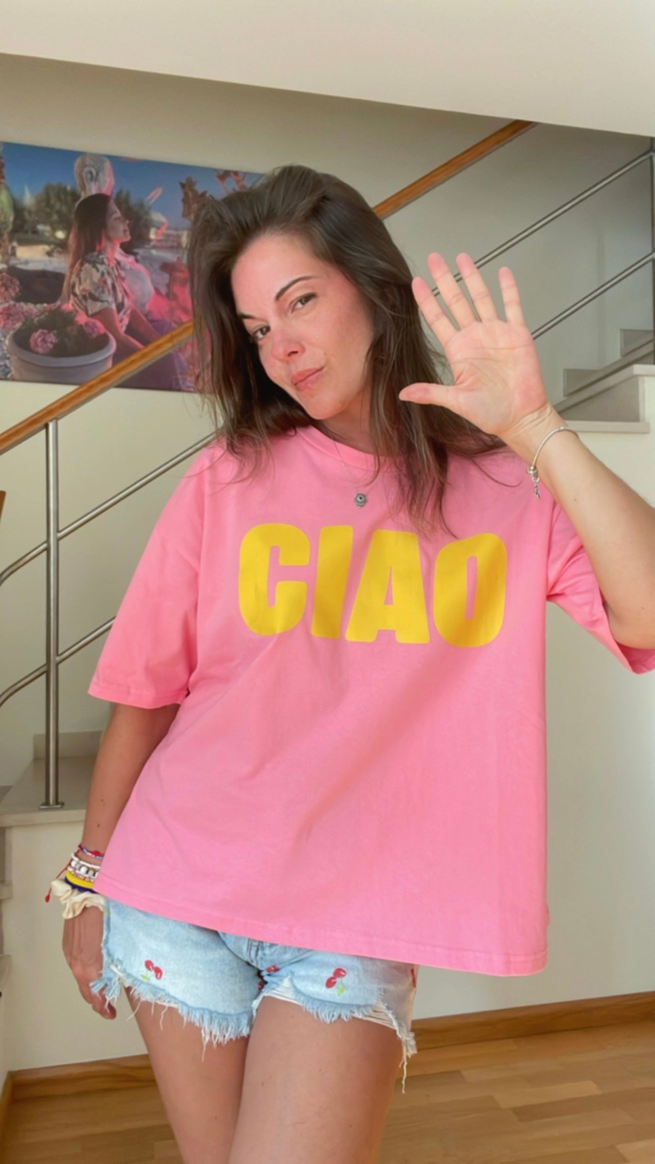 CIAO | T-shirt oversized com frase estampada