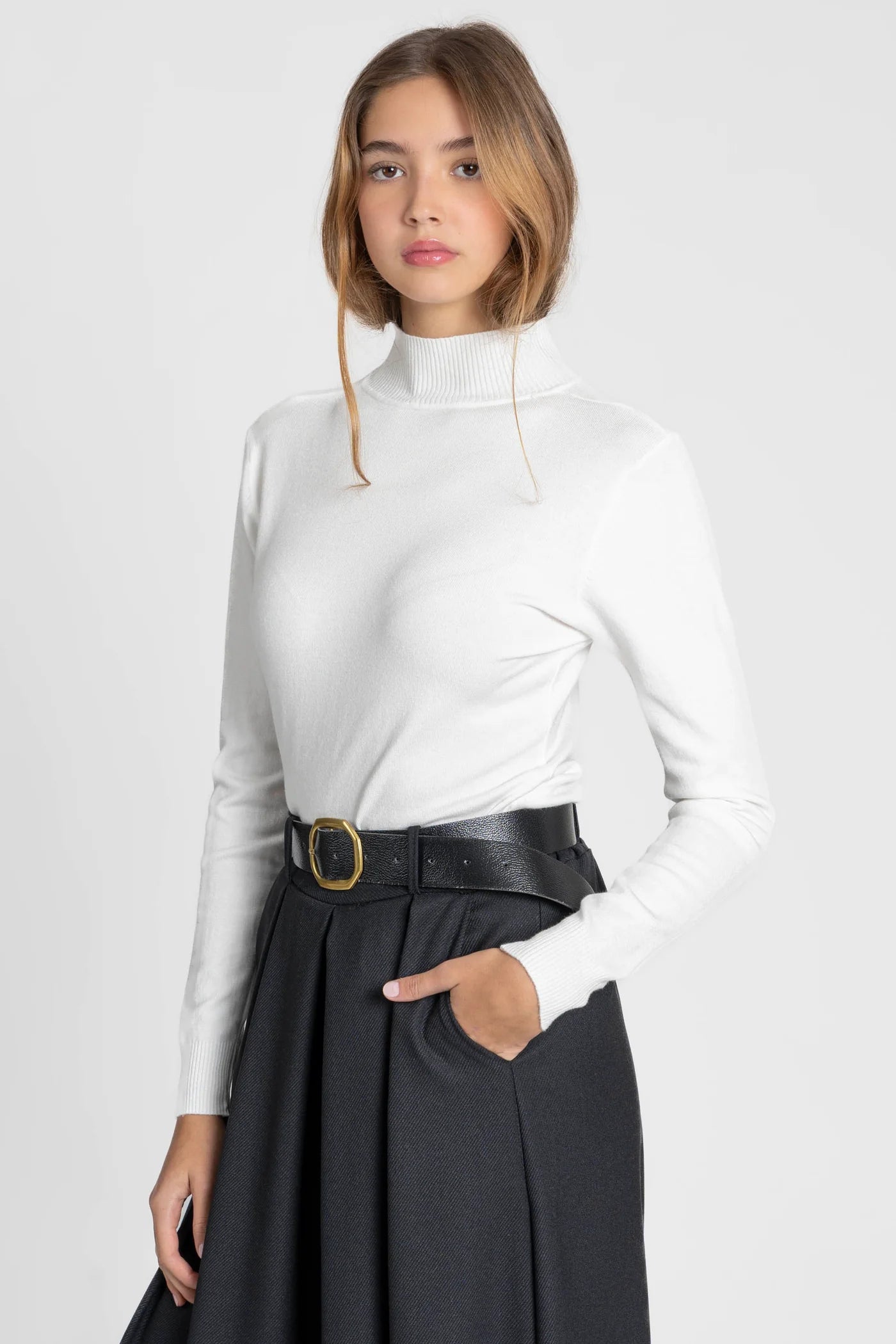 BERNA - Calças Midi Cintura Subida Perna Larga | VIBRANNA