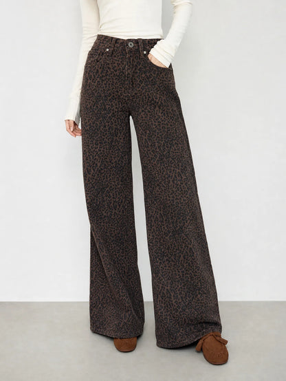 LEOPARD WIDE LEG JEANS