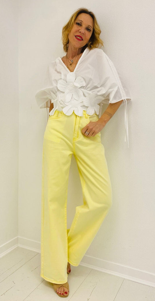 BIG SUN | Jeans wide leg amarelas