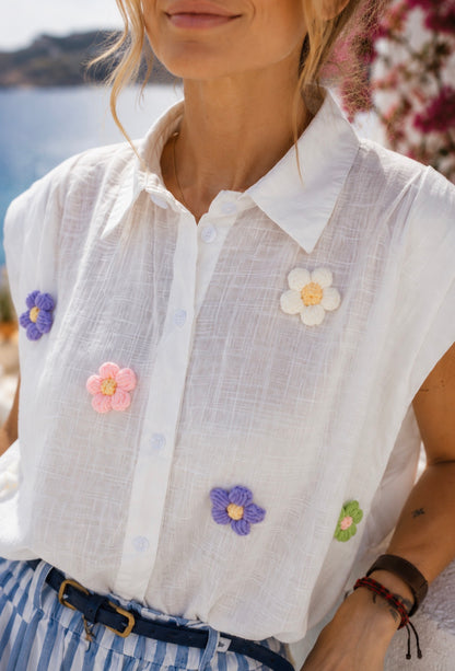PHOEBE | Camisa com flores em lã