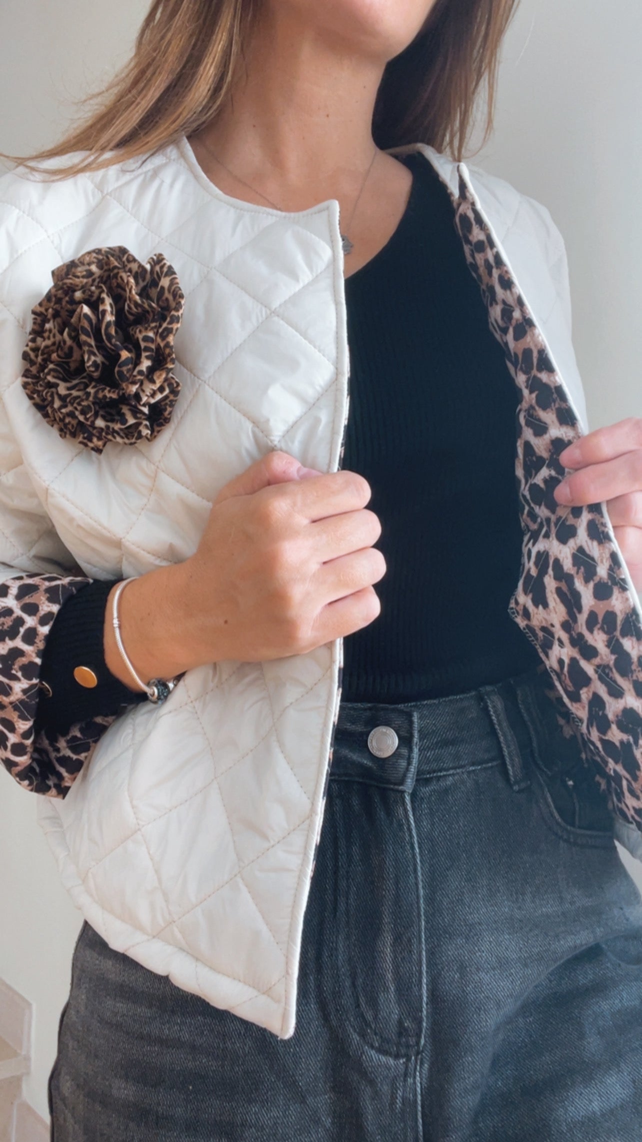 ANGIE | Cazadora acolchada con forro animal print