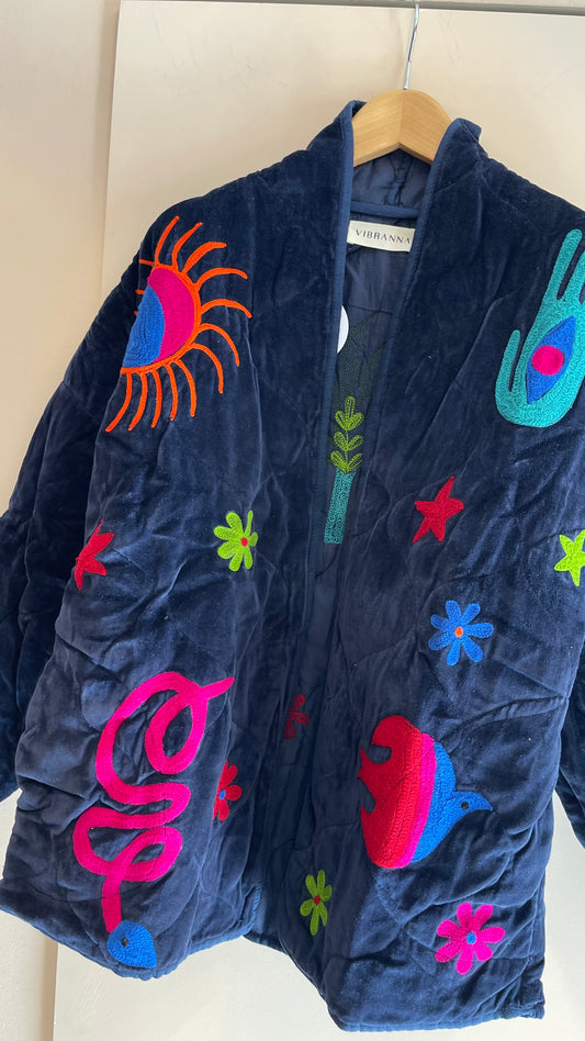 SEA LOVE | Casaco em veludo com bordados coloridos