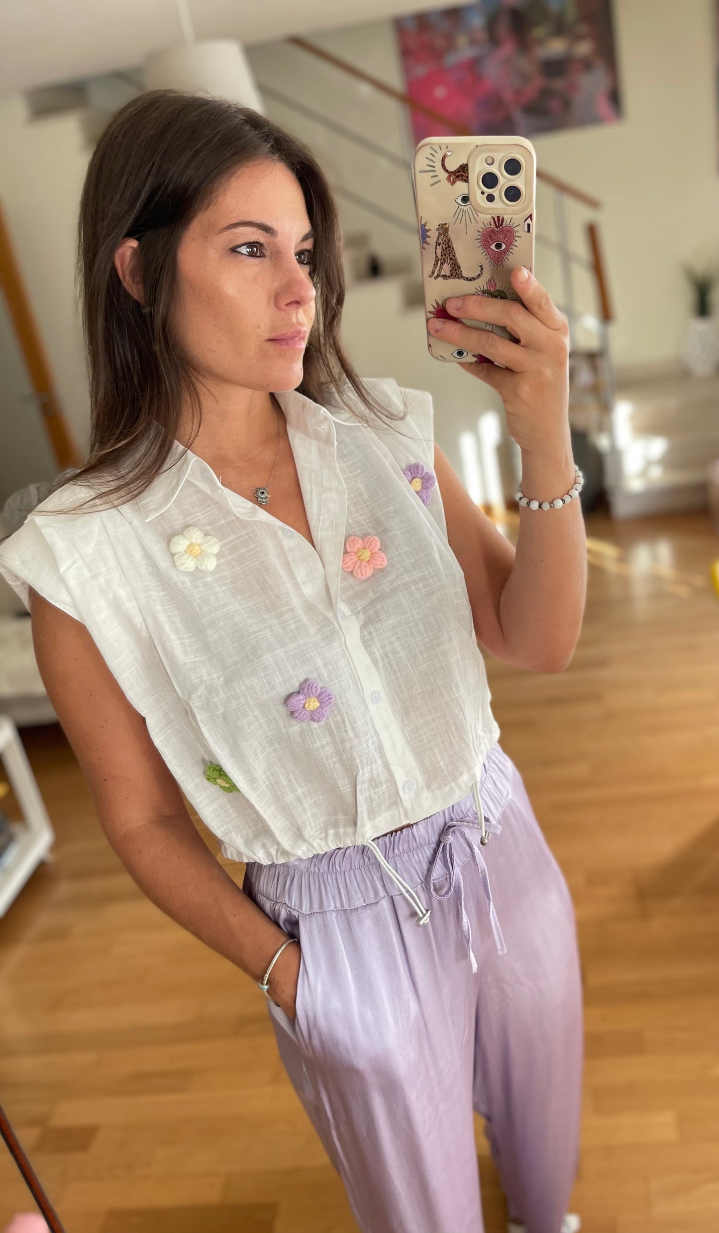 PHOEBE | Woolen flower shirt