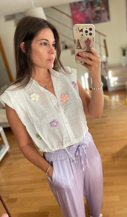 PHOEBE | Woolen flower shirt