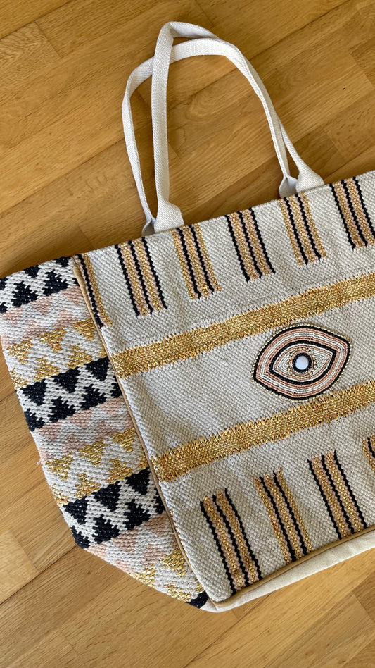 GOLDEN EYE | Cotton bag with beads