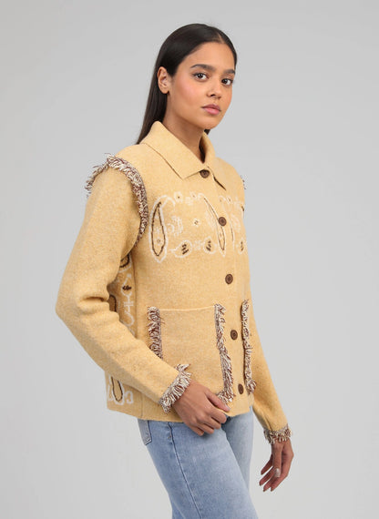 BANDANA KNIT JACKET - SAND