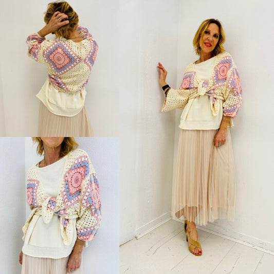 BOHO DREAMS | Casaco em malha crochet colorido