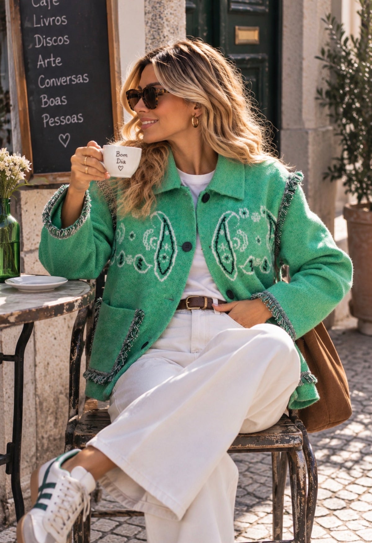 BANDANA KNIT JACKET - GREEN