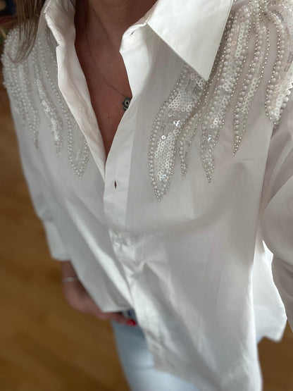 ASTRAL | Camisa com pérolas e lantejoulas bordadas