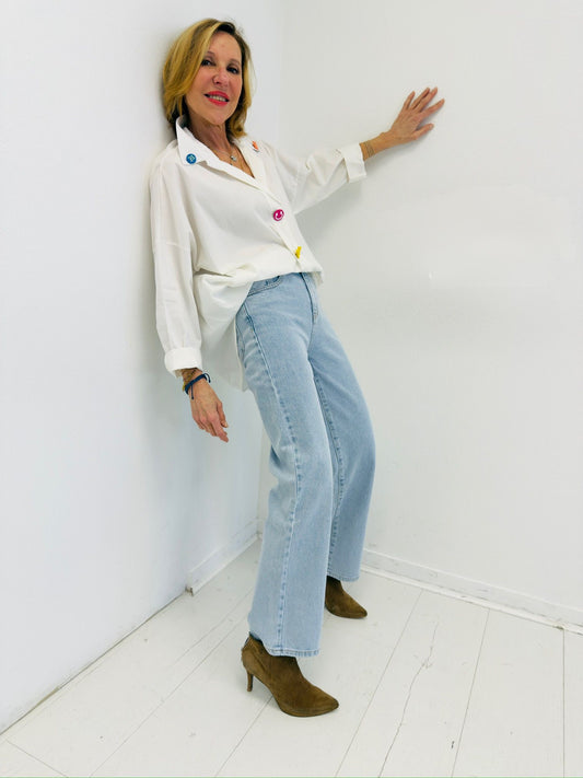 CORAZON | Jeans com corações bordados