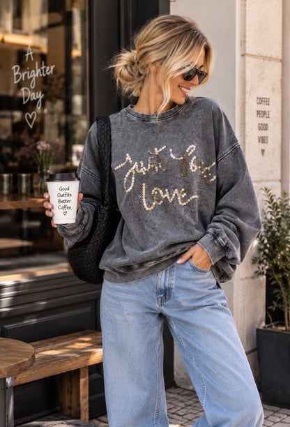 SOLO AMOR| Sudadera de algodón con paillettes