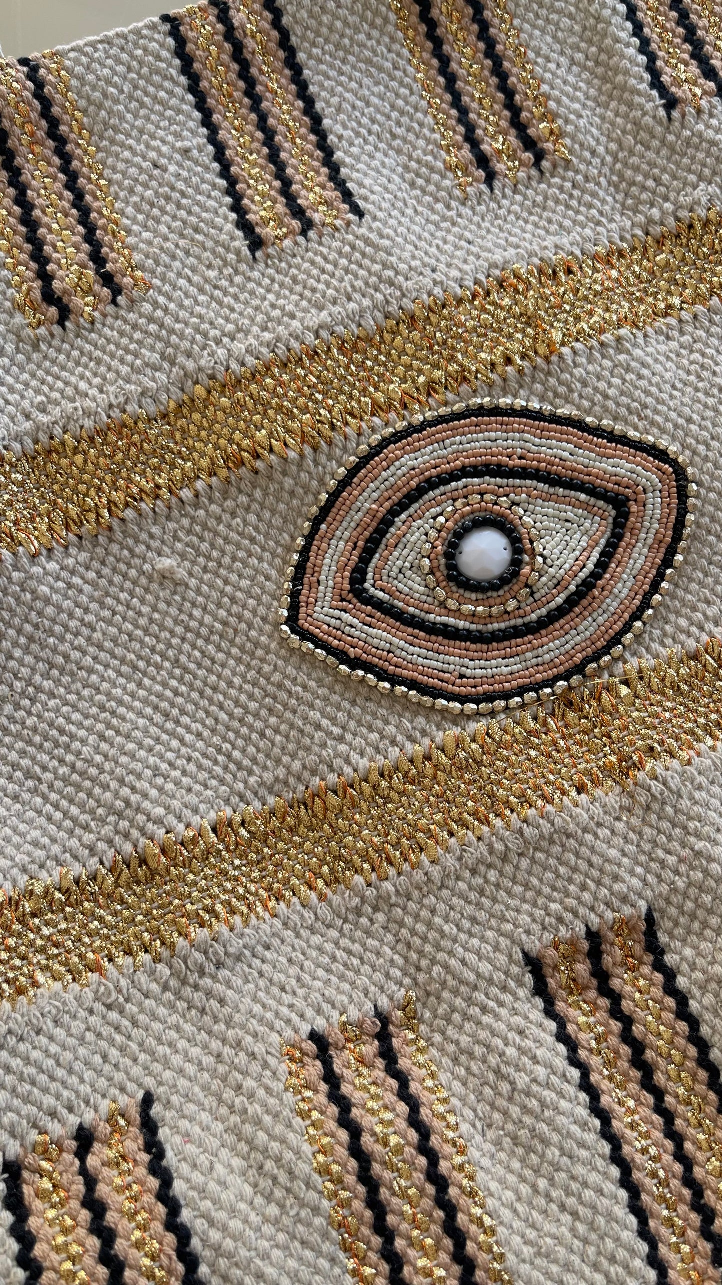 GOLDEN EYE | Cotton bag with beads