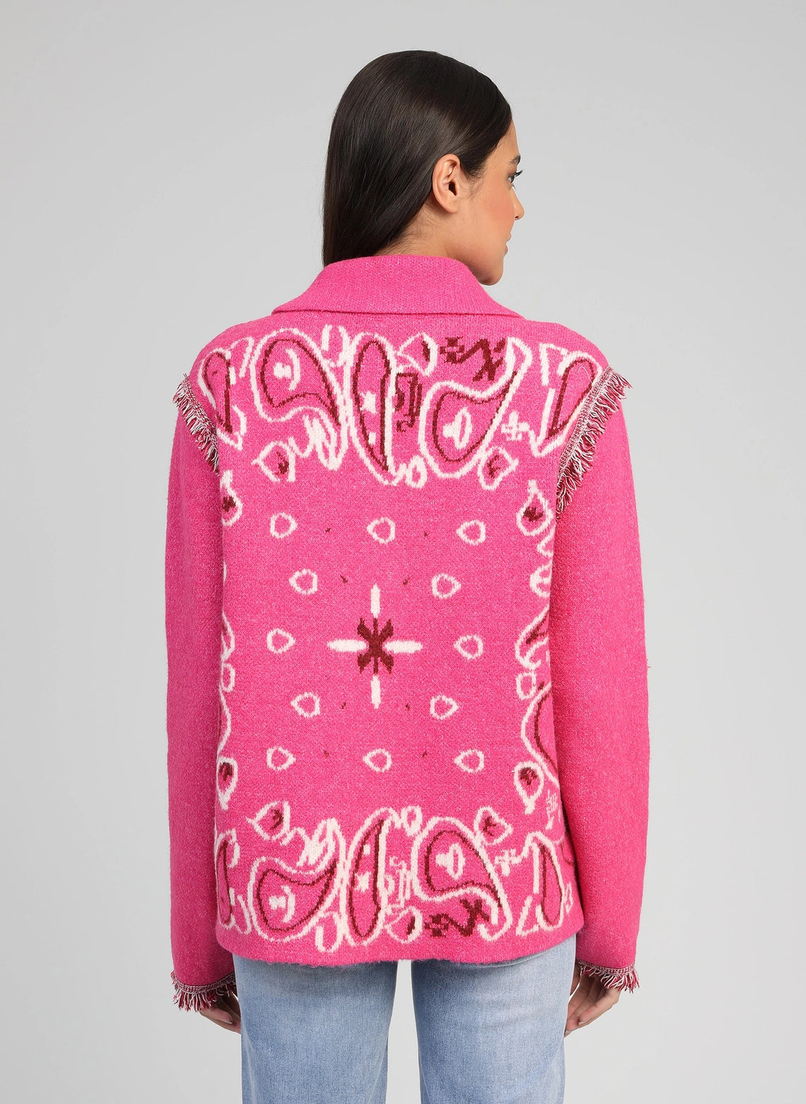 BANDANA KNIT JACKET - PINK