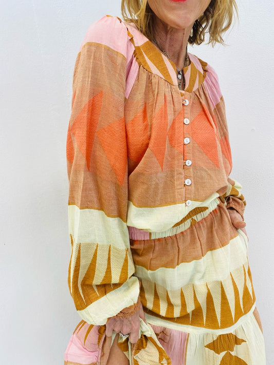 SOLARA | Camisa estampado étnico colorido