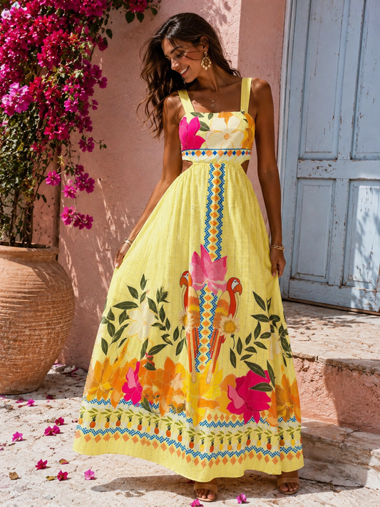 RIO | Vestido com estampado colorido tropical