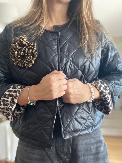 ANGIE | Cazadora acolchada con forro animal print