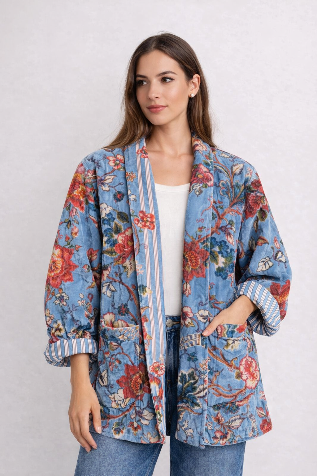 BLUE GARDEN KIMONO JACKET