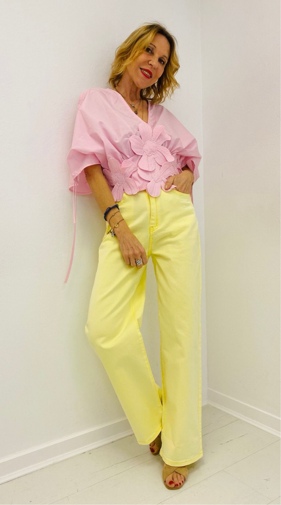 BIG SUN | Jeans wide leg amarelas