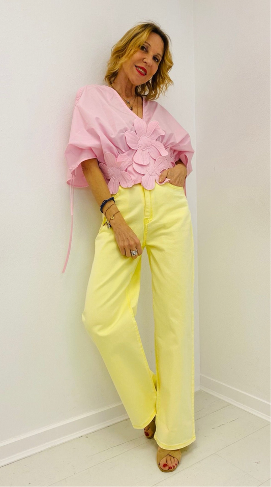 BIG SUN | Jeans wide leg amarelas