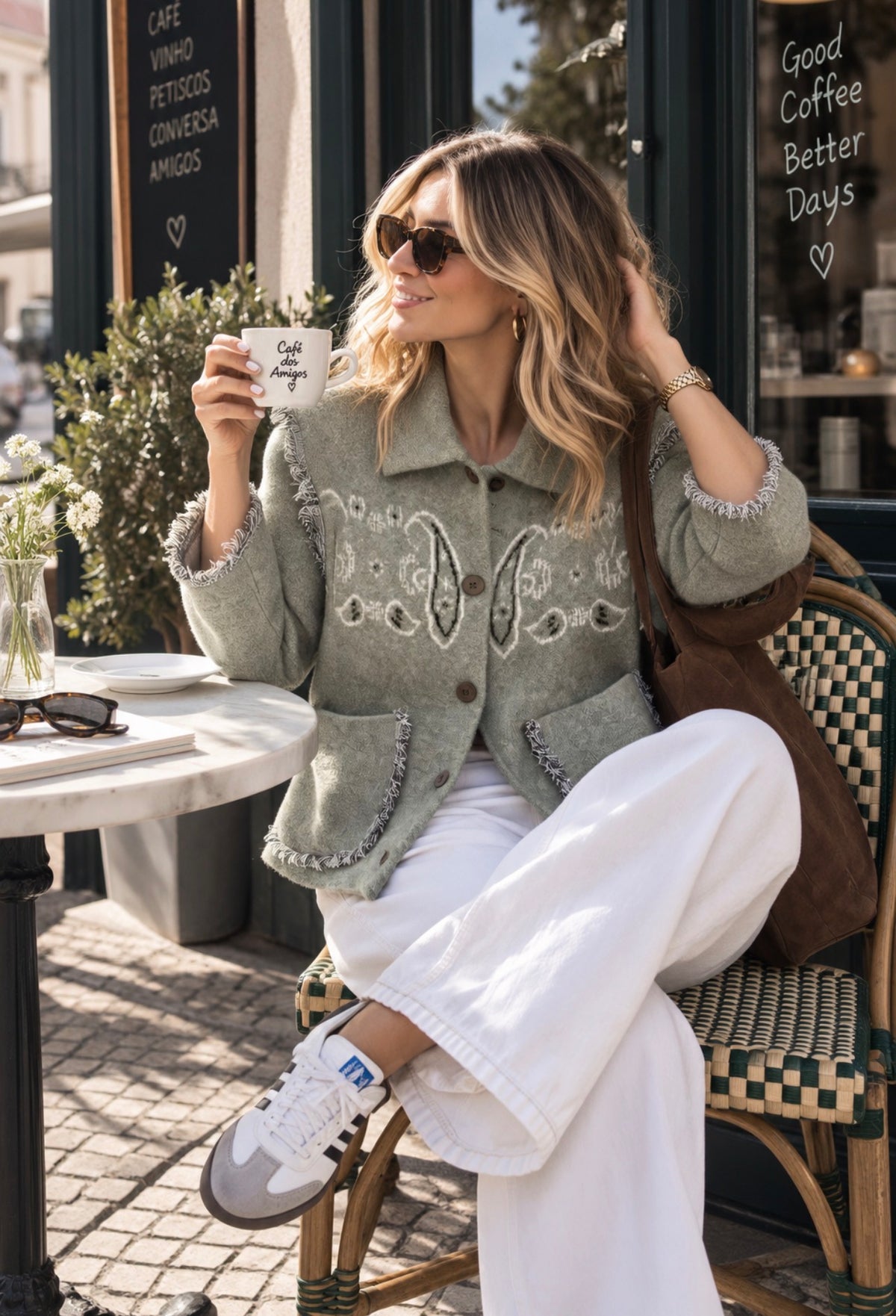 BANDANA KNIT JACKET - GREEN MATCHA