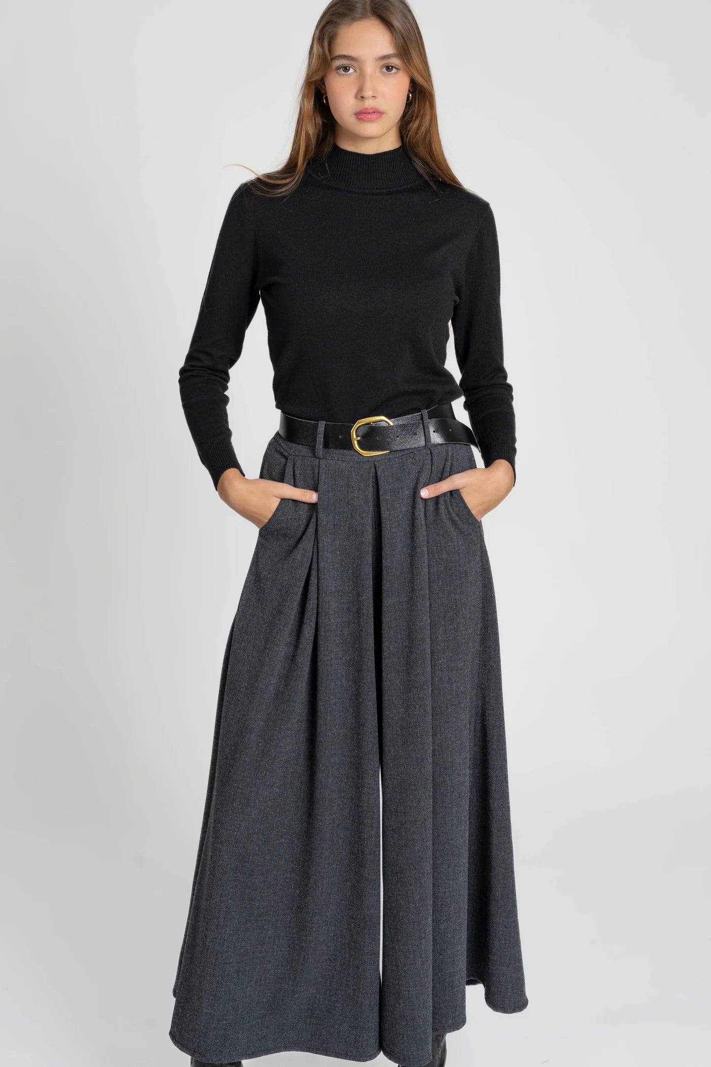 BERNA - Calças Midi Cintura Subida Perna Larga | VIBRANNA