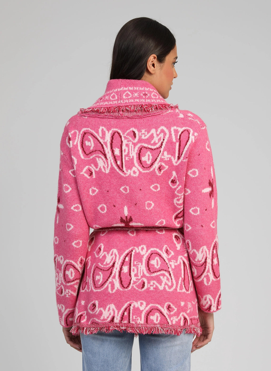 BANDANA KNIT CARGIGAN - PINK