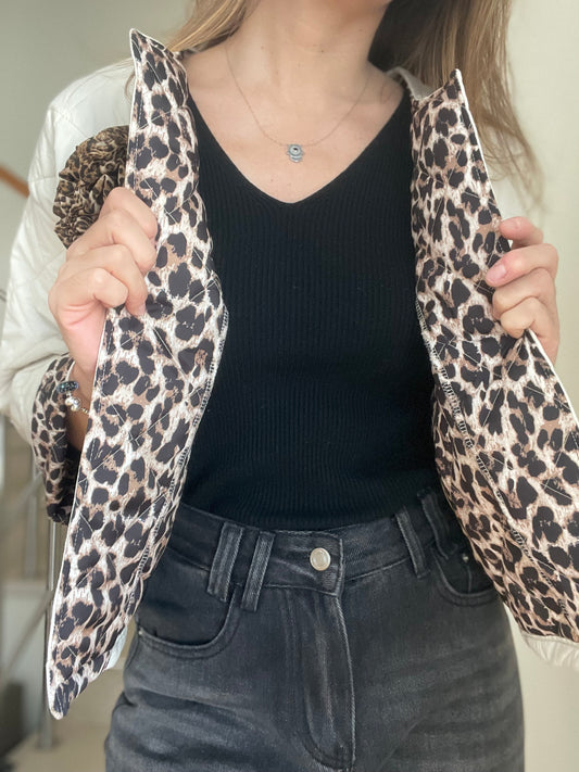 ANGIE | Cazadora acolchada con forro animal print