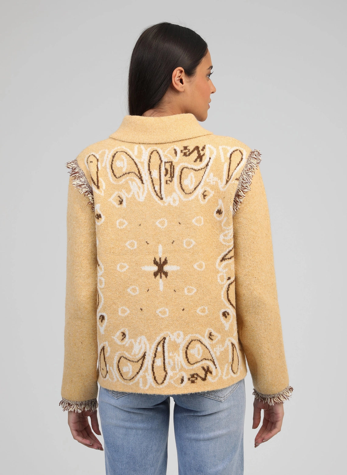 BANDANA KNIT JACKET - SAND